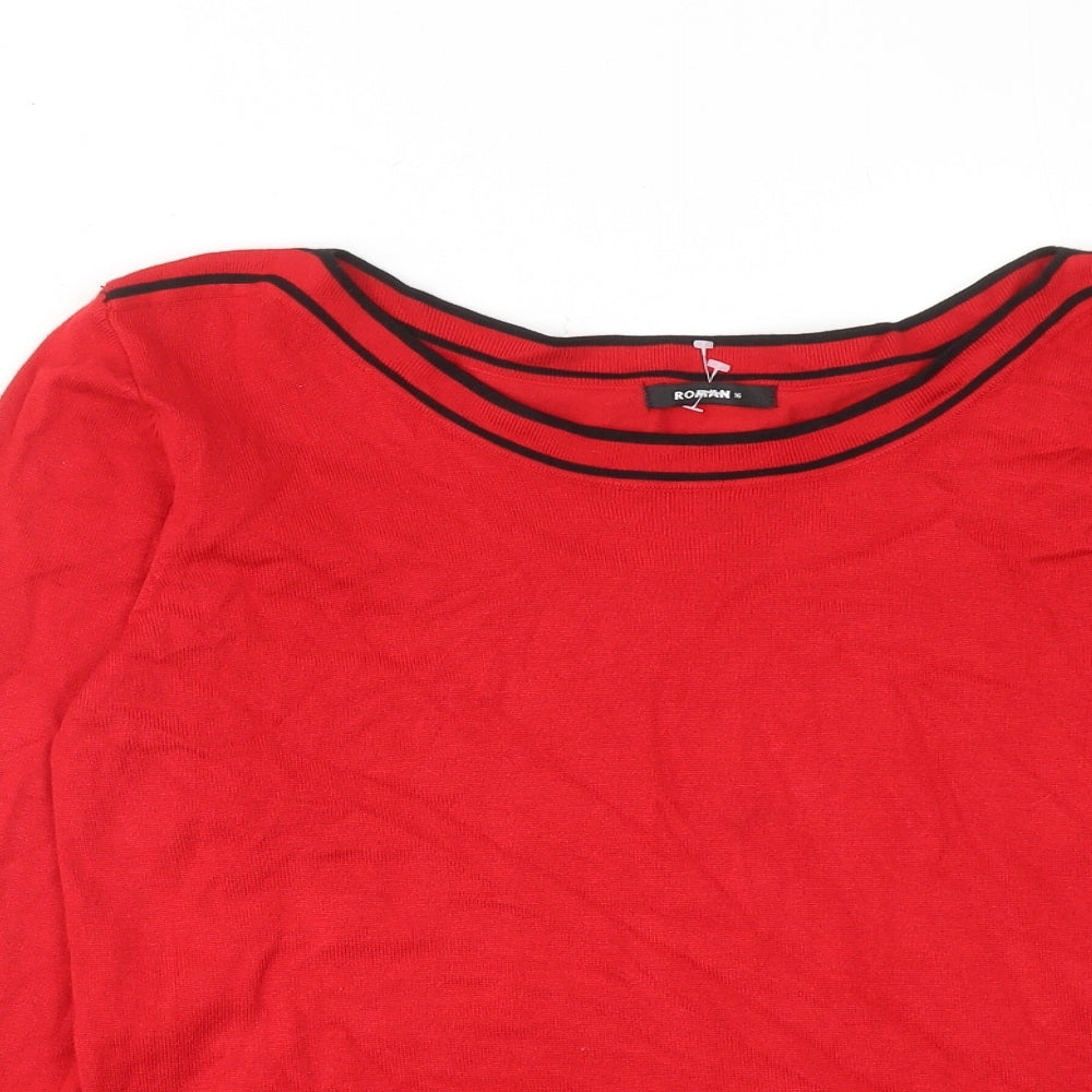 Roman Womens Red Boat Neck Viscose Pullover Jumper Size 16 - Colourblock