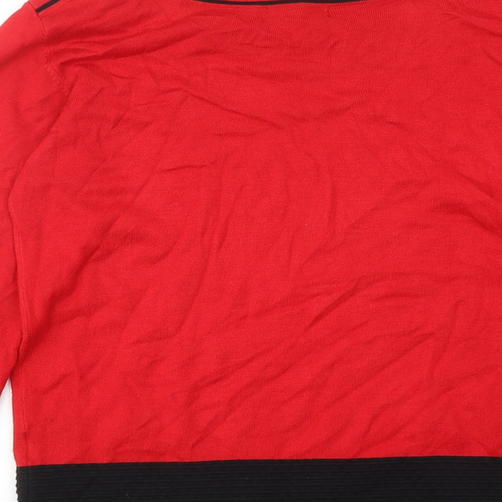 Roman Womens Red Boat Neck Viscose Pullover Jumper Size 16 - Colourblock