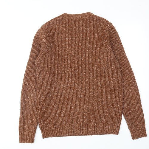 NEXT Mens Brown Round Neck Acrylic Pullover Jumper Size S Long Sleeve