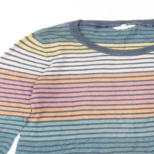 Braintree Womens Multicoloured Boat Neck Striped Cotton Pullover Jumper Size M