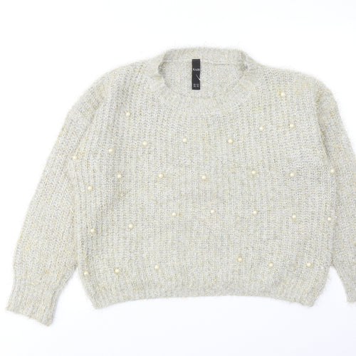 Kazo Womens Gold Round Neck Acrylic Pullover Jumper Size L