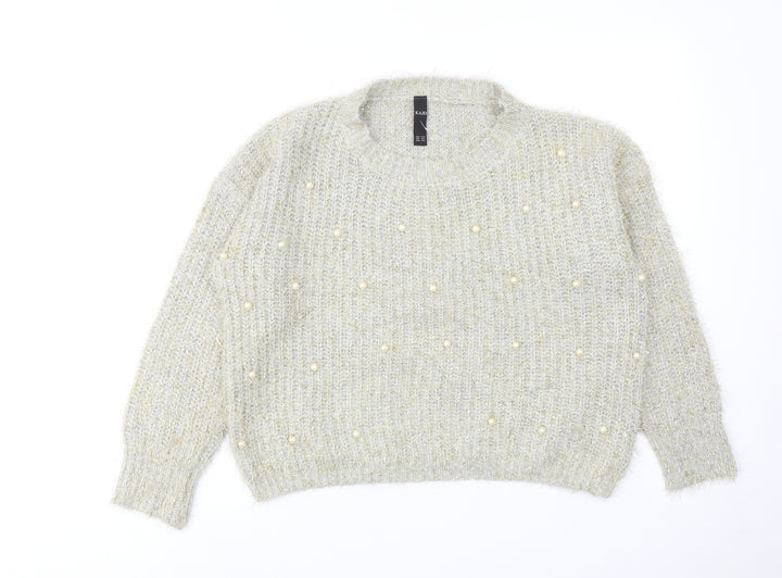 Kazo Womens Gold Round Neck Acrylic Pullover Jumper Size L