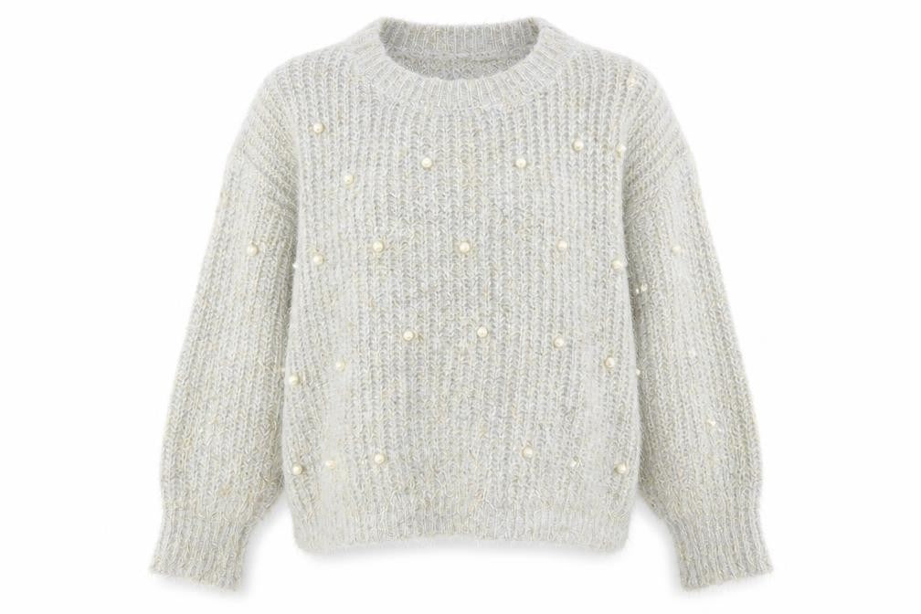 Front view of Kazo women’s gold round neck acrylic jumper, size L