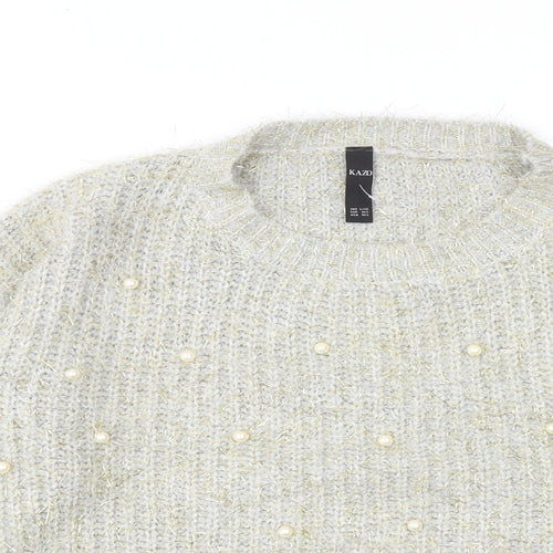 Kazo Womens Gold Round Neck Acrylic Pullover Jumper Size L