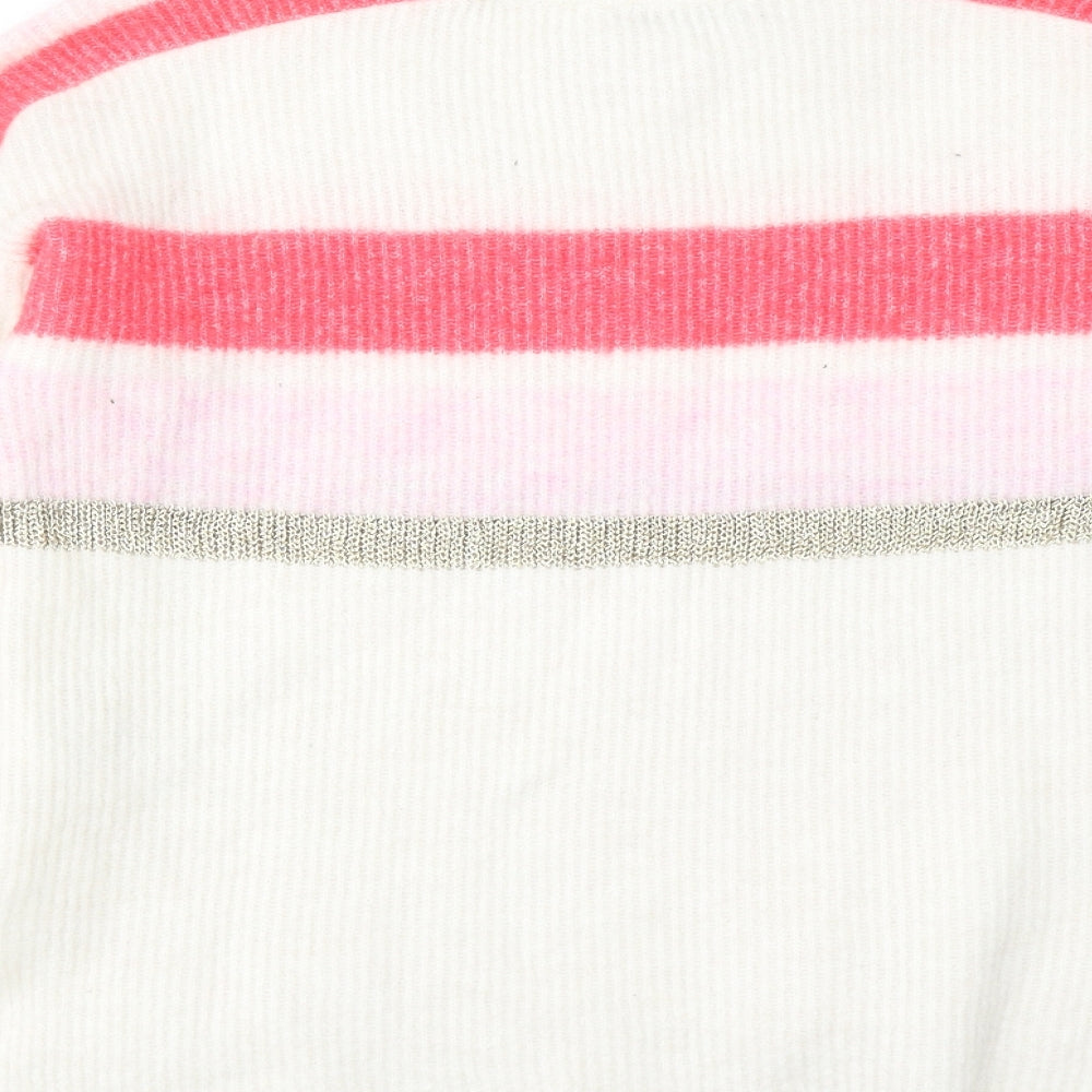 Mint Velvet Womens White Round Neck Polyester Pullover Jumper Size S - Stripe Detail