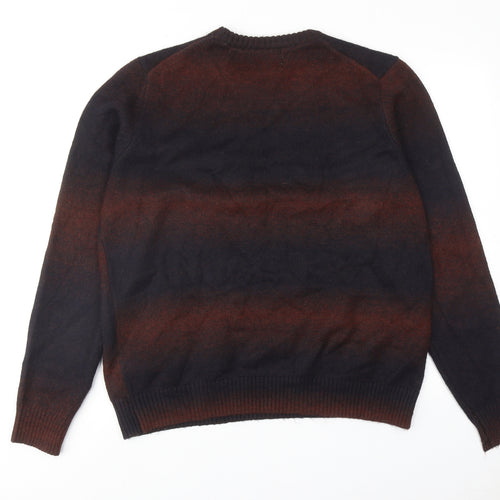 Marks and Spencer Mens Brown Round Neck Polyester Pullover Jumper Size L Long Sleeve