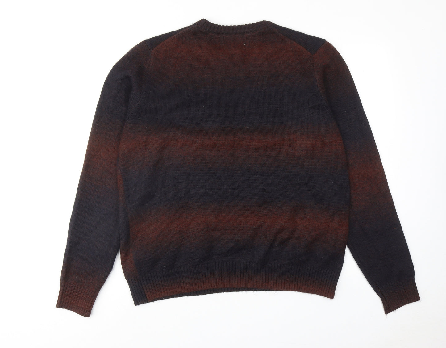 Marks and Spencer Mens Brown Round Neck Polyester Pullover Jumper Size L Long Sleeve