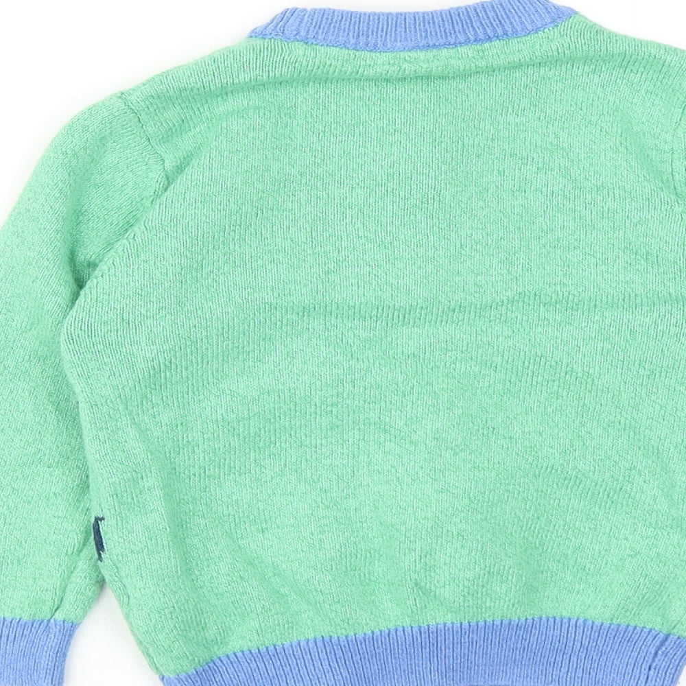 Marks and Spencer Boys Green Crew Neck Cotton Pullover Jumper Size 4-5 Years Pullover - Dinosaurs
