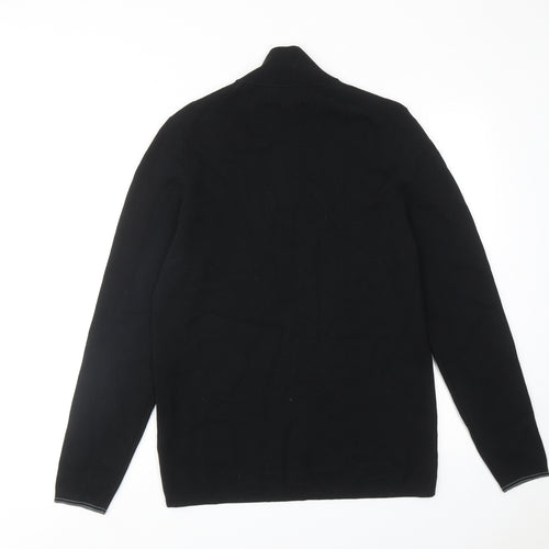 Autograph Mens Black Mock Neck Cotton Pullover Jumper Size S Long Sleeve