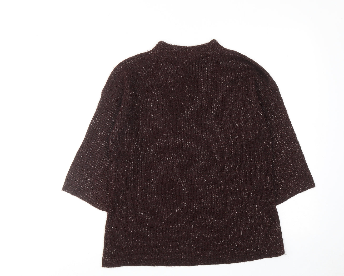 Warehouse Womens Brown Mock Neck Acrylic Pullover Jumper Size 8