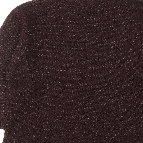 Warehouse Womens Brown Mock Neck Acrylic Pullover Jumper Size 8