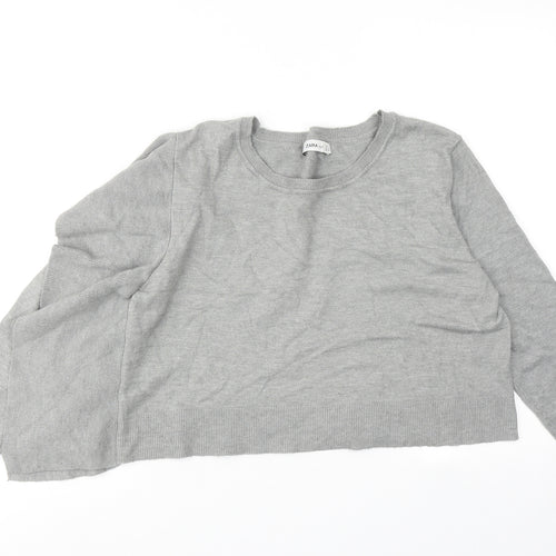 Zara Womens Grey Round Neck Viscose Pullover Jumper Size M