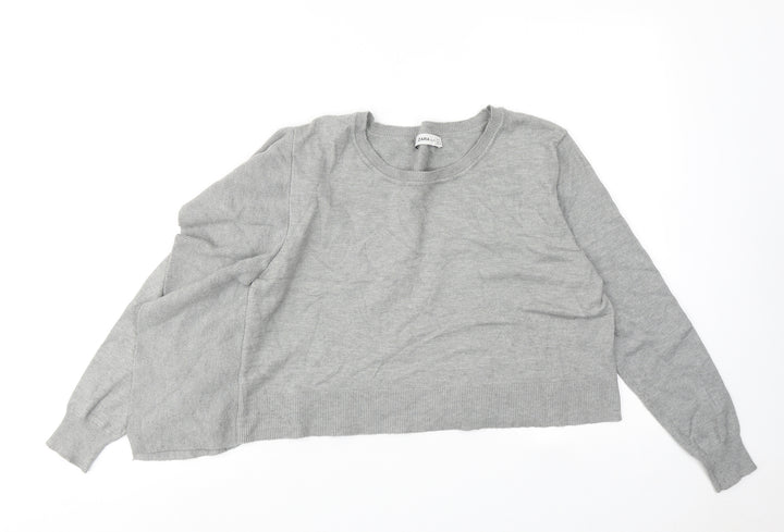 Zara Womens Grey Round Neck Viscose Pullover Jumper Size M