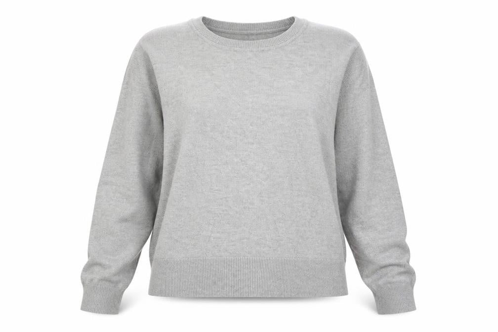 Front view of Zara women’s grey round neck viscose jumper, size M