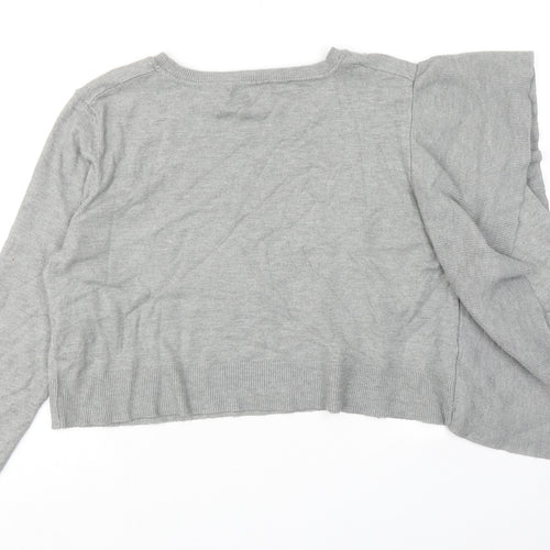 Zara Womens Grey Round Neck Viscose Pullover Jumper Size M