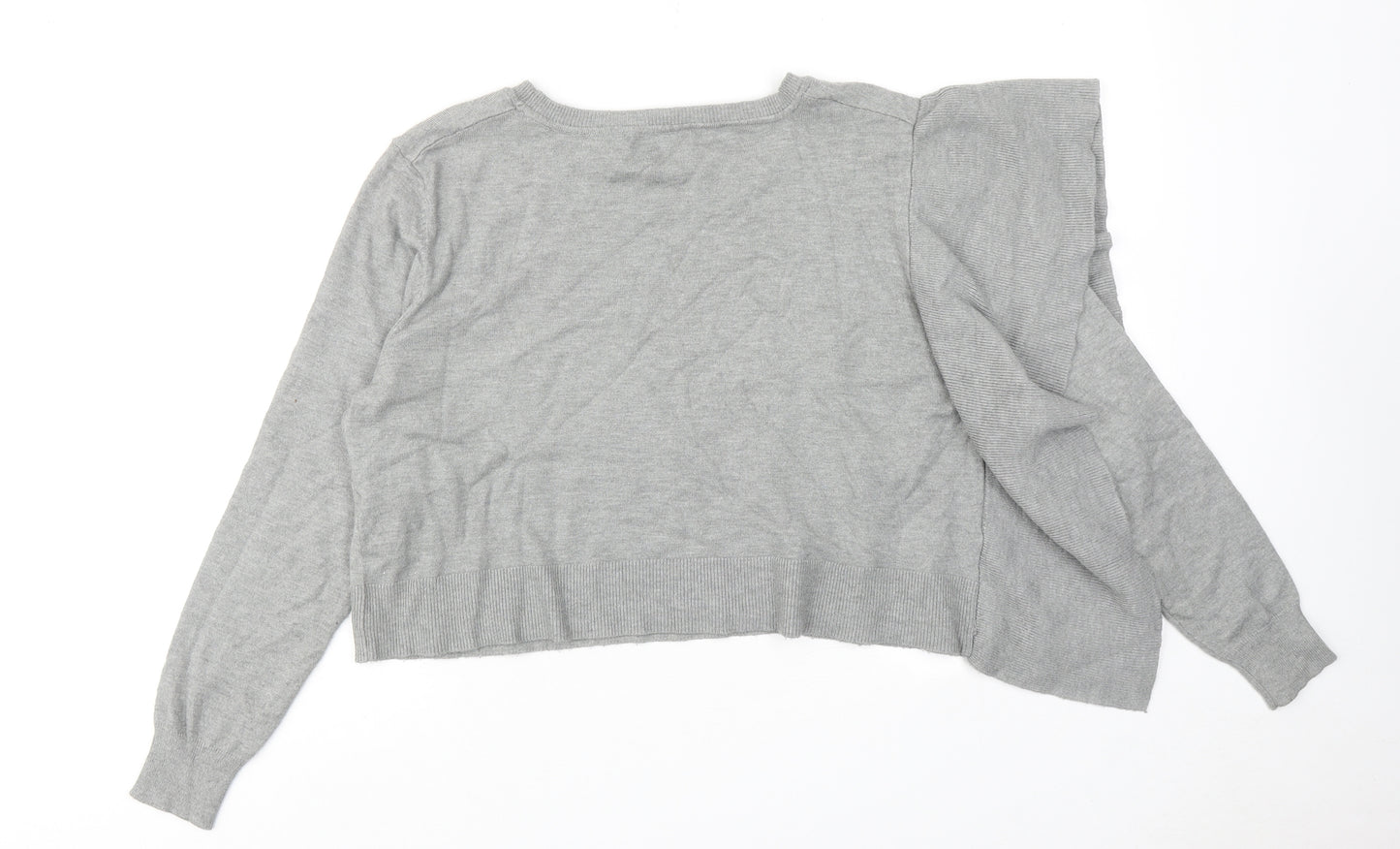 Zara Womens Grey Round Neck Viscose Pullover Jumper Size M
