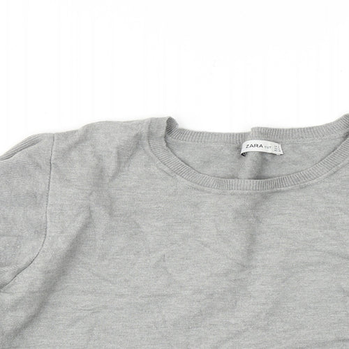 Zara Womens Grey Round Neck Viscose Pullover Jumper Size M