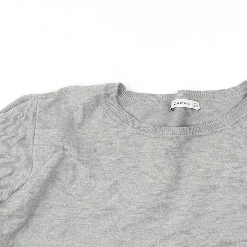 Zara Womens Grey Round Neck Viscose Pullover Jumper Size M