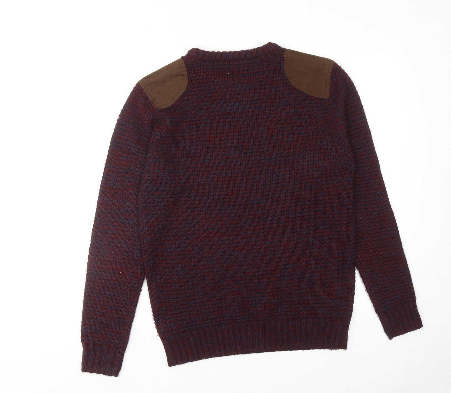 Brave Soul Mens Red Round Neck Acrylic Pullover Jumper Size L Long Sleeve