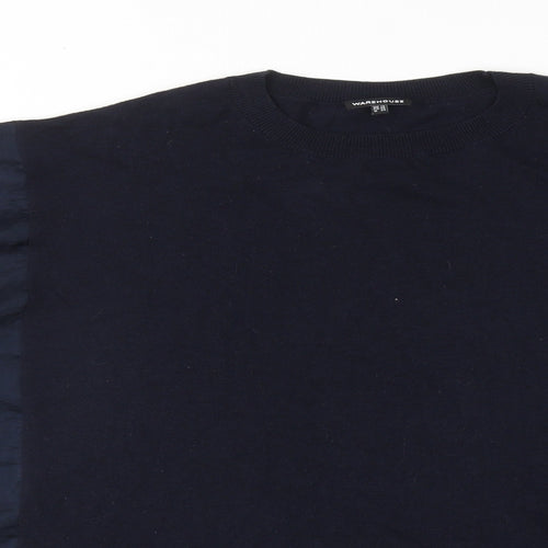 Warehouse Womens Blue Round Neck Polyester Pullover Jumper Size 18