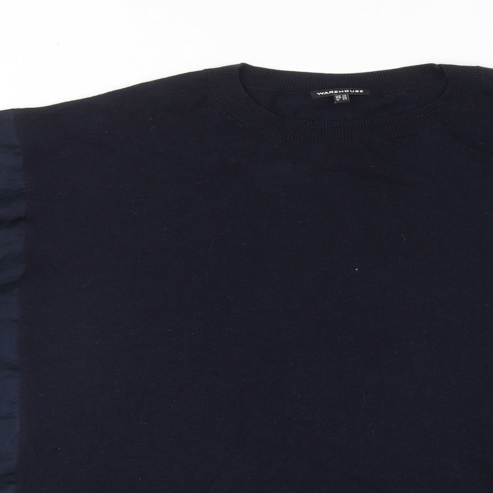 Warehouse Womens Blue Round Neck Polyester Pullover Jumper Size 18
