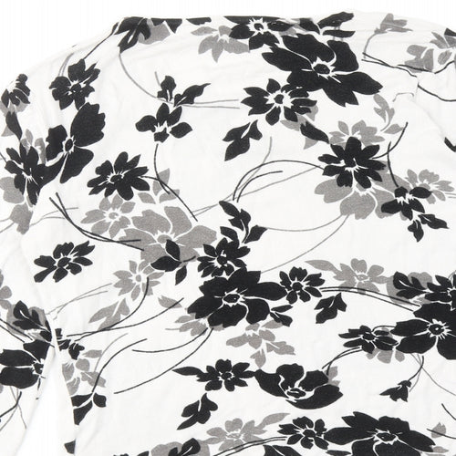 Pure & Natural Womens White Round Neck Floral Acrylic Pullover Jumper Size 14 - Size 14-16