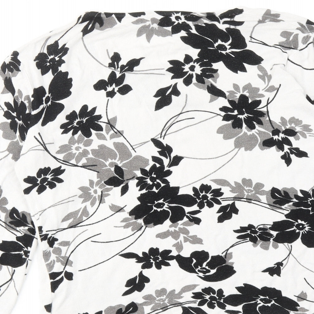 Pure & Natural Womens White Round Neck Floral Acrylic Pullover Jumper Size 14 - Size 14-16
