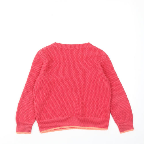 Minti Girls Pink Boat Neck Acrylic Pullover Jumper Size 5-6 Years Pullover