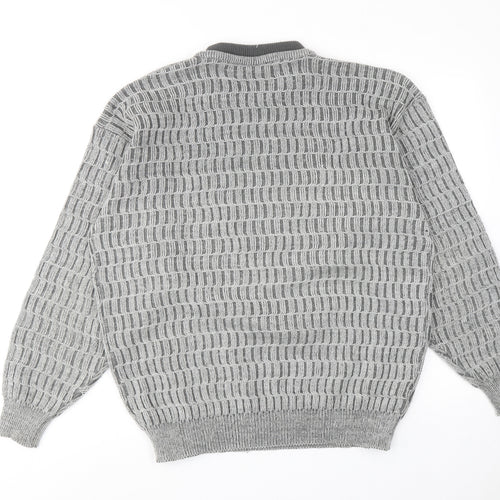 NICO Mens Grey High Neck Acrylic Pullover Jumper Size M Long Sleeve