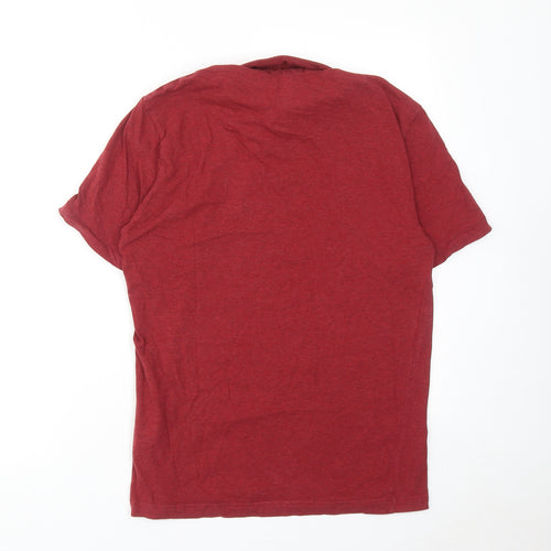 H&M Mens Red Cotton Polo Size M Collared Button