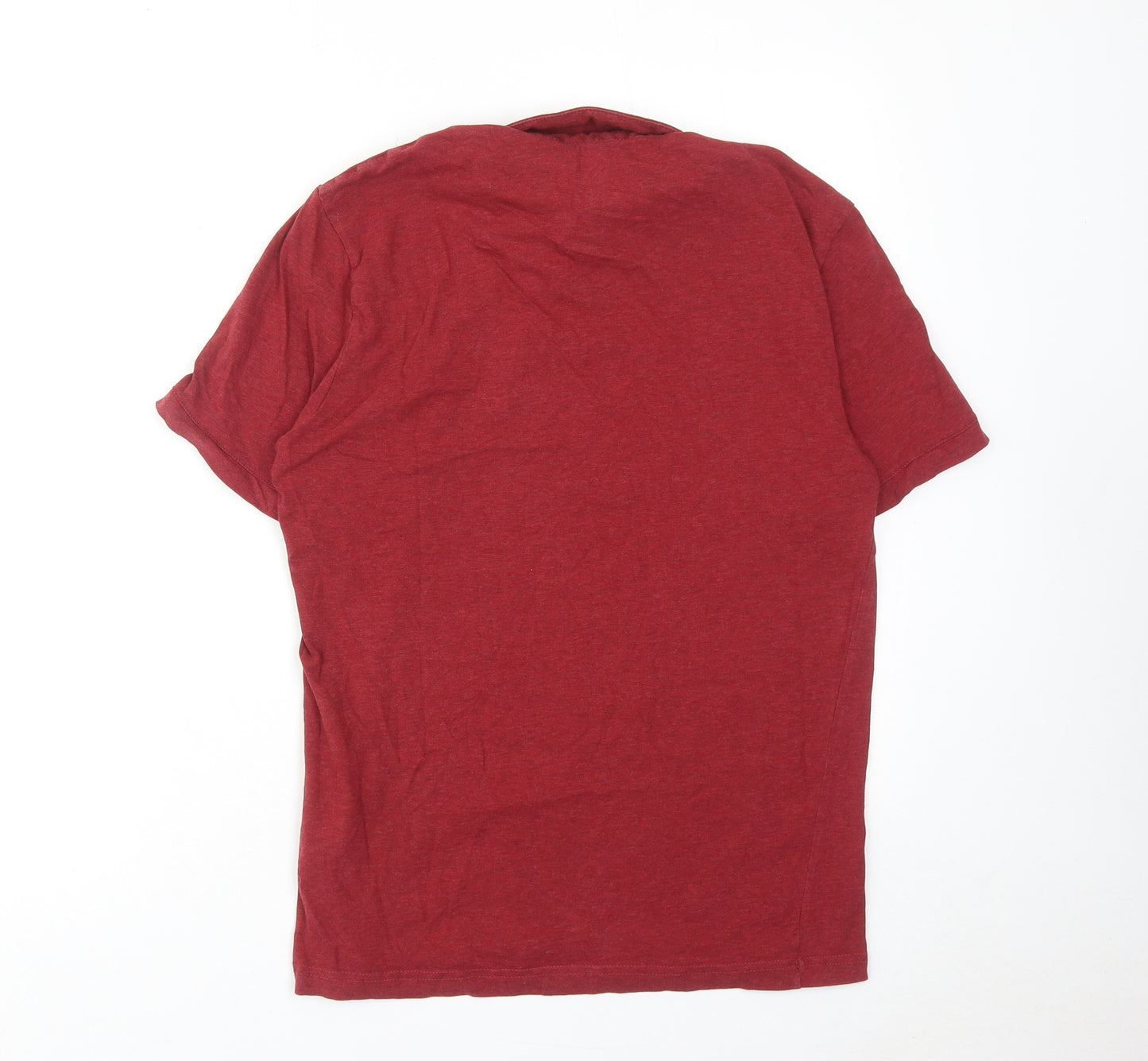 H&M Mens Red Cotton Polo Size M Collared Button
