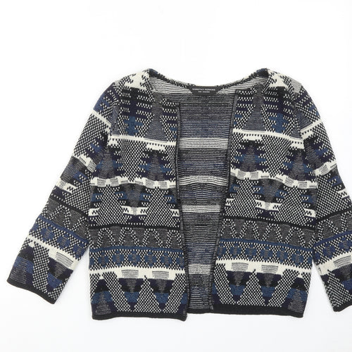 Dorothy Perkins Womens Blue V-Neck Geometric Acrylic Cardigan Jumper Size 6