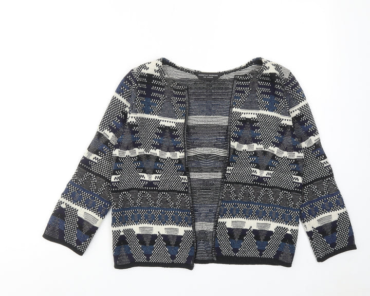 Dorothy Perkins Womens Blue V-Neck Geometric Acrylic Cardigan Jumper Size 6