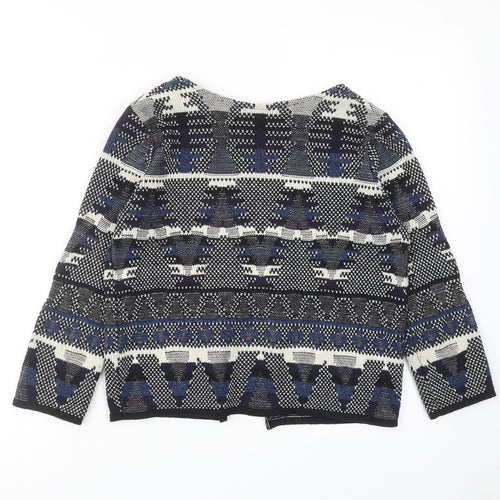 Dorothy Perkins Womens Blue V-Neck Geometric Acrylic Cardigan Jumper Size 6