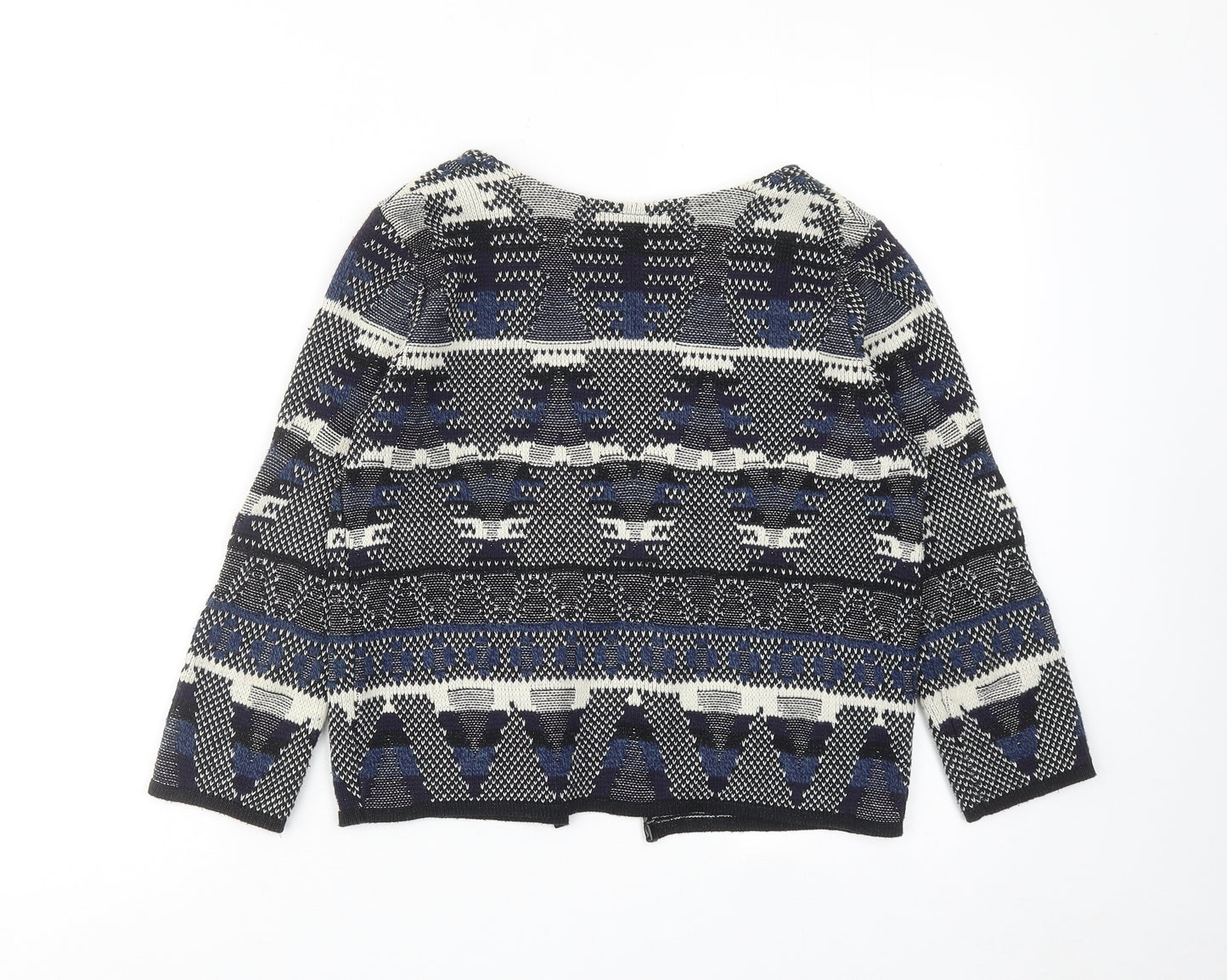 Dorothy Perkins Womens Blue V-Neck Geometric Acrylic Cardigan Jumper Size 6