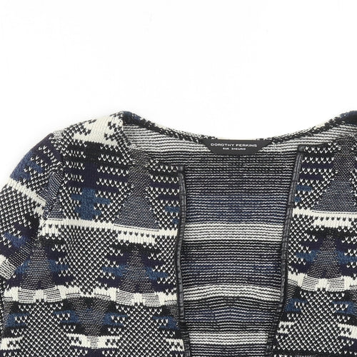 Dorothy Perkins Womens Blue V-Neck Geometric Acrylic Cardigan Jumper Size 6