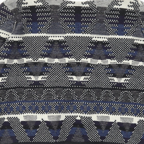 Dorothy Perkins Womens Blue V-Neck Geometric Acrylic Cardigan Jumper Size 6
