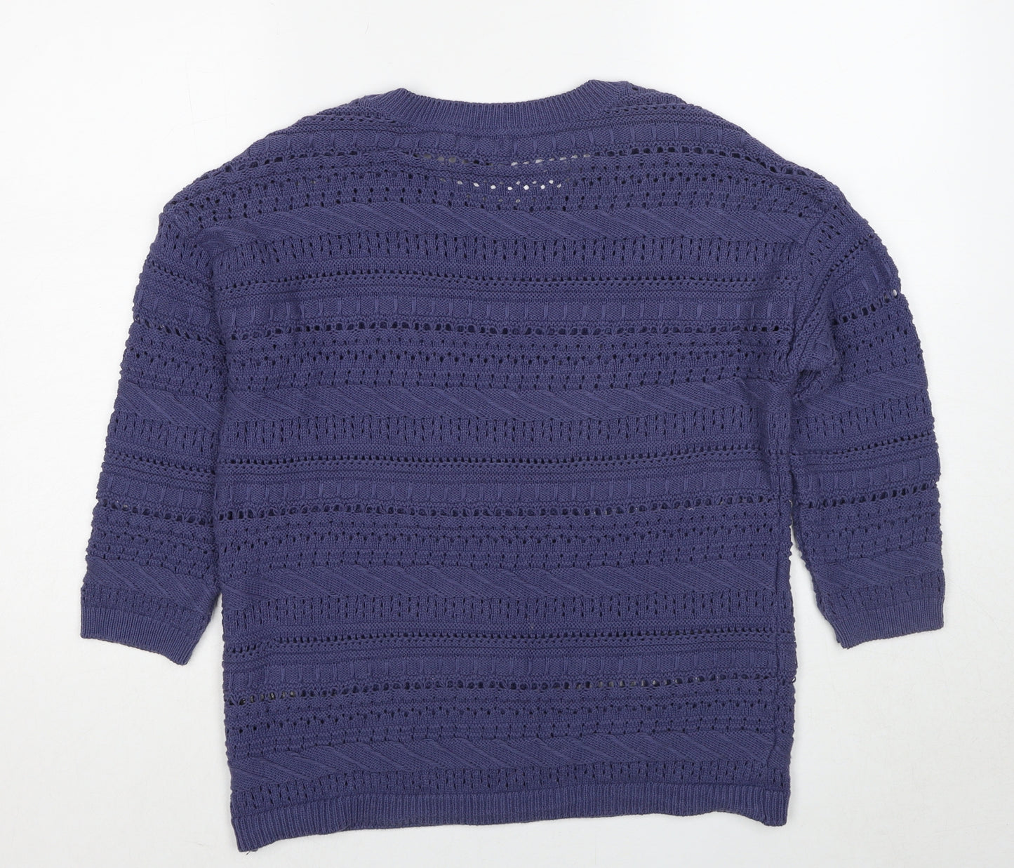 M&Co Womens Blue Round Neck Cotton Pullover Jumper Size 10