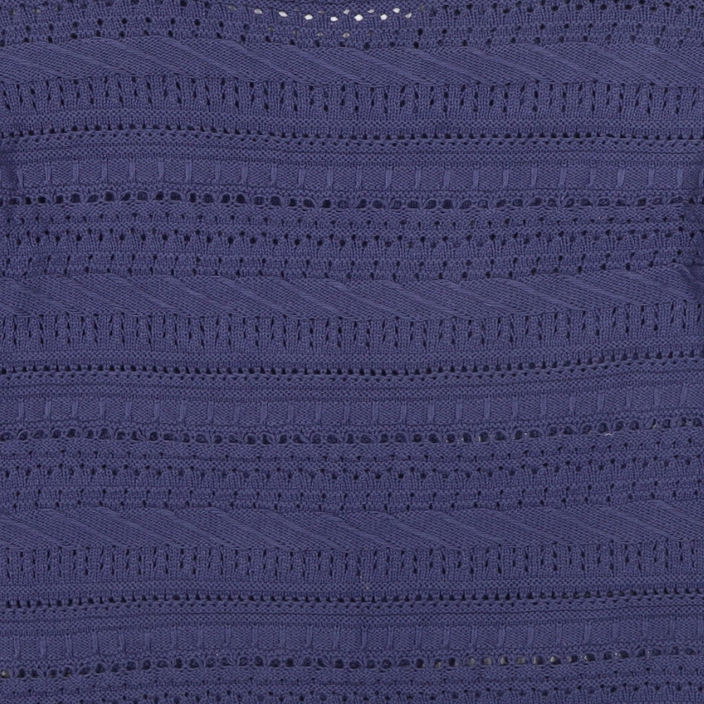 M&Co Womens Blue Round Neck Cotton Pullover Jumper Size 10