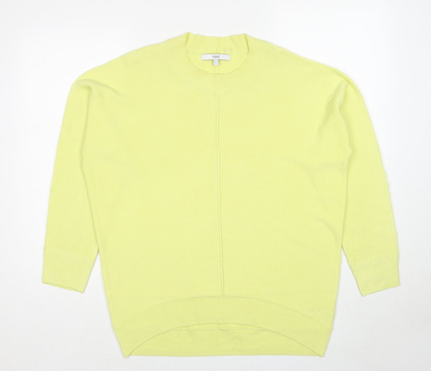 NEXT Womens Yellow Crew Neck Acrylic Pullover Jumper Size S