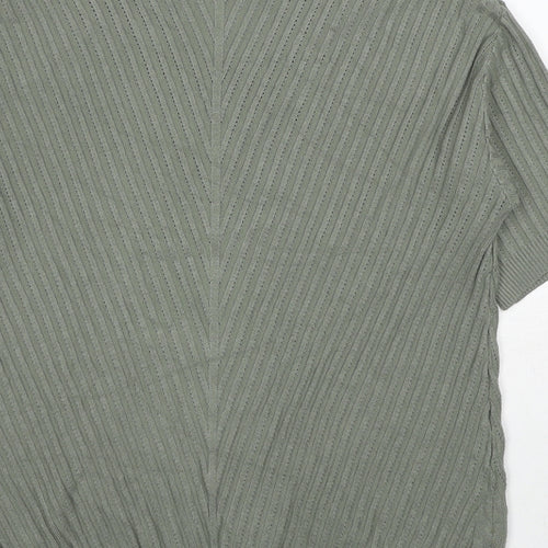Marks and Spencer Womens Green Viscose Basic T-Shirt Size S V-Neck