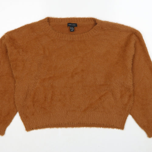New Look Womens Brown Round Neck Nylon Pullover Jumper Size M