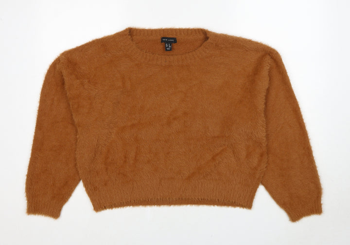 New Look Womens Brown Round Neck Nylon Pullover Jumper Size M