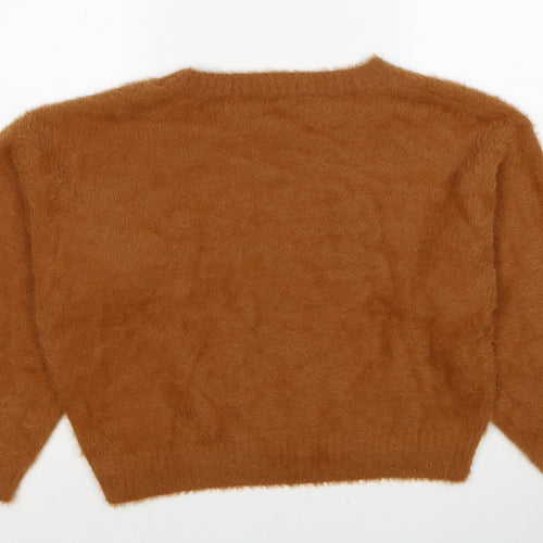 New Look Womens Brown Round Neck Nylon Pullover Jumper Size M