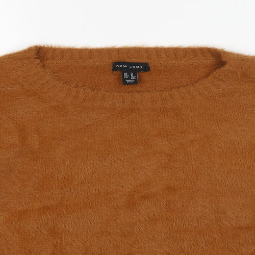 New Look Womens Brown Round Neck Nylon Pullover Jumper Size M