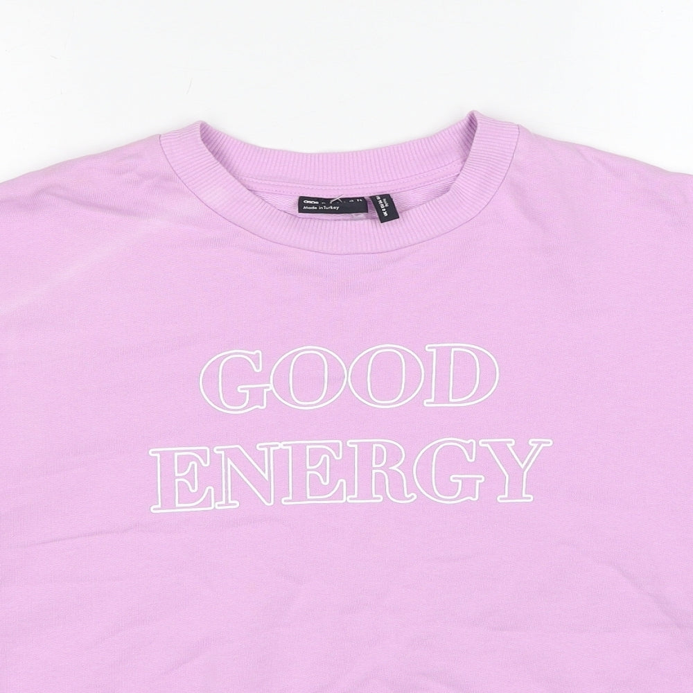 ASOS Womens Pink Cotton Pullover Sweatshirt Size 8 Pullover - Good Energy