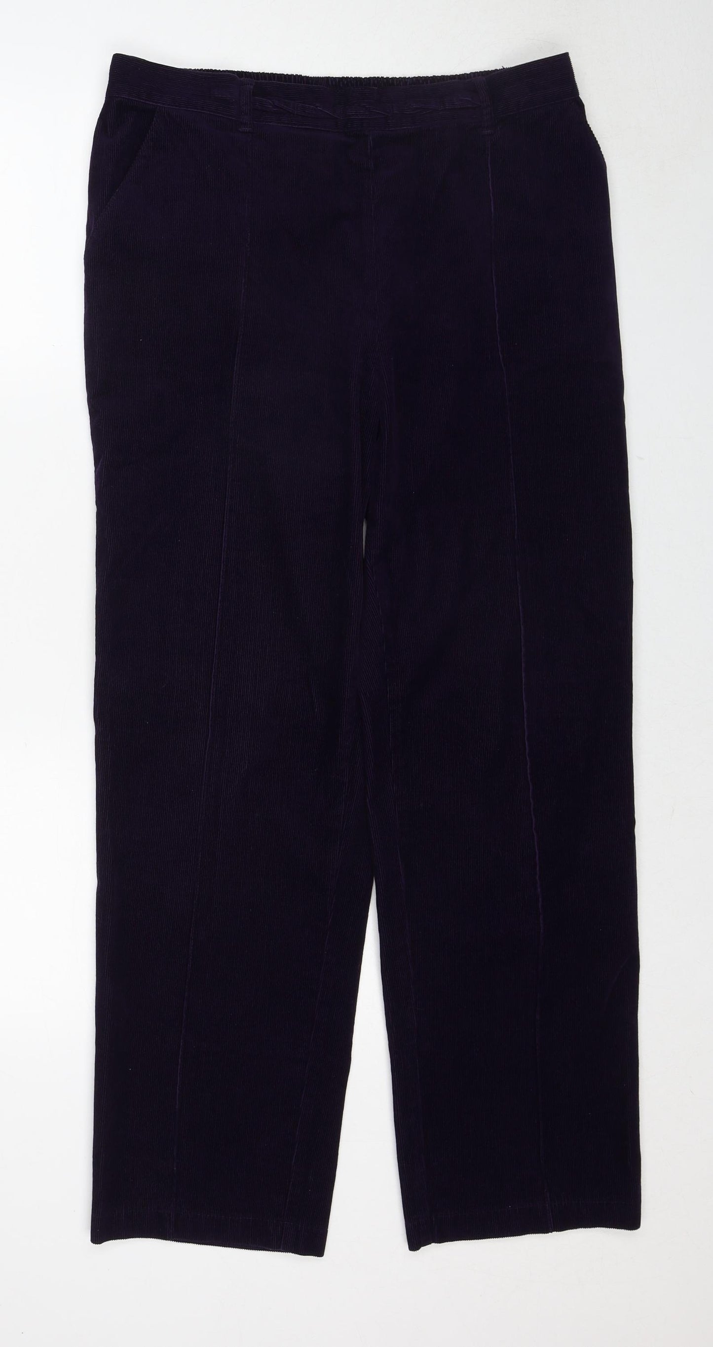 Marks and Spencer Womens Purple Cotton Trousers Size 14 Regular