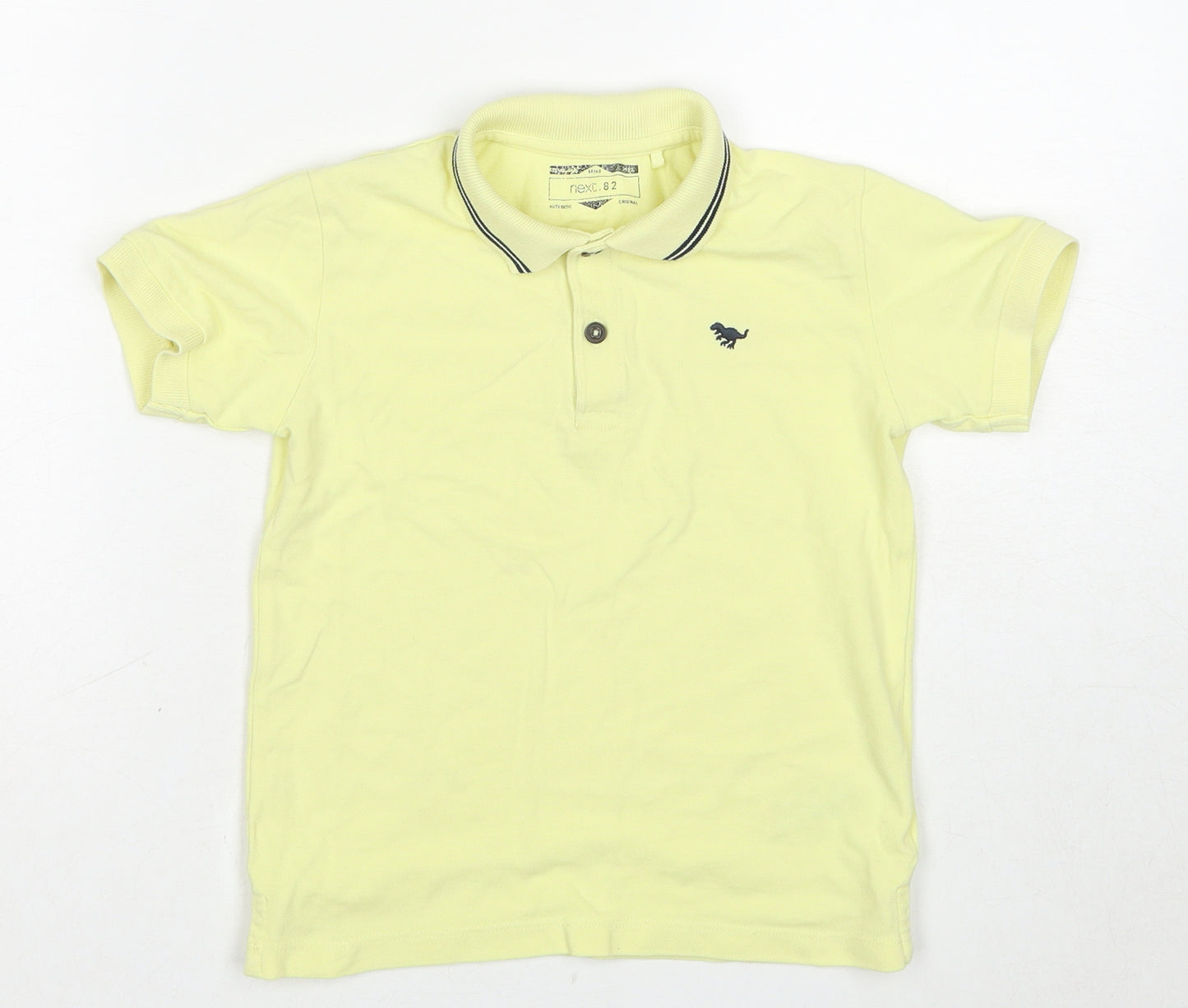 NEXT Boys Yellow Cotton Basic Polo Size 5-6 Years Collared Pullover