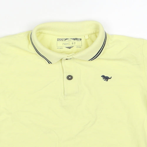 NEXT Boys Yellow Cotton Basic Polo Size 5-6 Years Collared Pullover