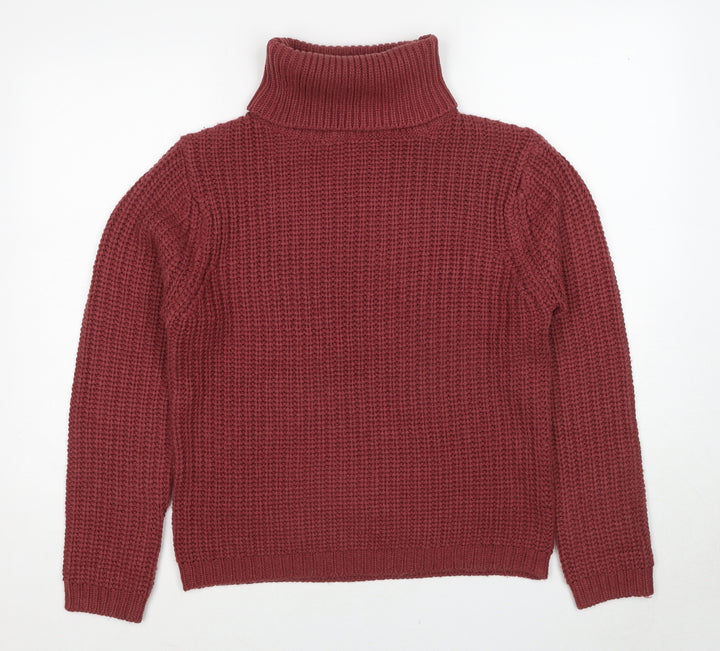 Rut & Circle Womens Red Roll Neck Acrylic Pullover Jumper Size S